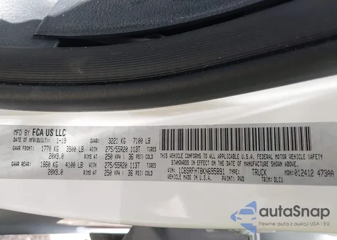 2019 Ram 1500 Limited 4X4 5'7 Box from USA, damaged, VIN 1C6SRFHT8KN695891